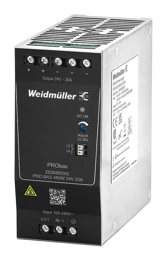 Nguồn DIN Rail Weidmuller PRO BAS 480W 24V 20A