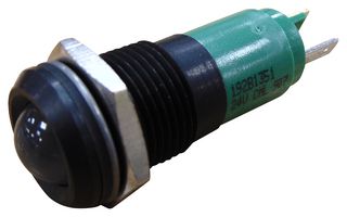 CML INNOVATIVE TECHNOLOGIES 192B1351 LED Panel Mount Indicator, Black Chrome Bezel, Green, 24 V, 14 mm, 17 mA, 40 mcd, IP67