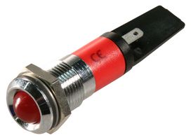 CML INNOVATIVE TECHNOLOGIES 19300130 LED Panel Mount Indicator, Satin Chrome Bezel, Red, 110 VAC, 14 mm, 6 mA, 47 mcd, Not Rated