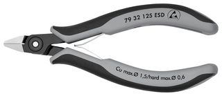 KNIPEX 79 32 125 ESD Cutter, Electronics, Precision, Side, 125 mm, Diagonal, 1.3 mm, 64 °