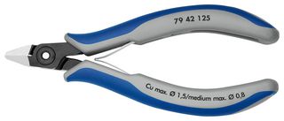 KNIPEX 79 42 125 Cutter, Electronics, Precision, Side, 125 mm, Diagonal, 1 mm, 64 °