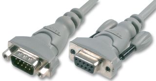 BELKIN F2N209B05M Computer Cable, D Subminiature Plug, 9 Way, D Subminiature Socket, 9 Way, 16.4 ft, 5 m, Grey