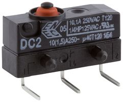 ZF DC2C-K8AA Microswitch, Snap Action, Plunger, SPDT, Quick Connect, Solder, 10.1 A