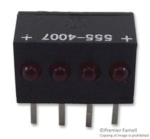DIALIGHT 555-4001F Circuit Board Indicator, Red, 1 LEDs, Through Hole, 2mm, 20 mA, 1.2 mcd