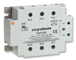 SENSATA/CRYDOM D53TP50C Solid State Contactor, 50 A, 530 Vrms, 32 VDC, Zero Crossing, Panel, Screw