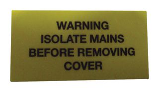 MULTICOMP PRO MP009756 Label, Self Adhesive, 38 mm, 19 mm, Vinyl, Warning Isolate Mains Before Removing Cover