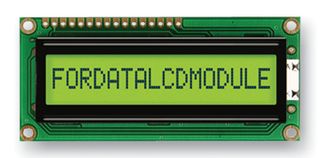 FORDATA FC1601E01-FHYYBW-51SK Alphanumeric LCD, 16 x 1, Black on Yellow / Green, 5V, English, Euro, Transflective