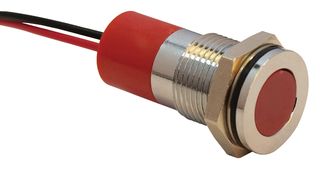 APEM Q14F3CXXR24E LED Panel Mount Indicator, Bright Chrome Bezel, Red, 24 VDC, 14 mm, 20 mA, 10 mcd, IP67