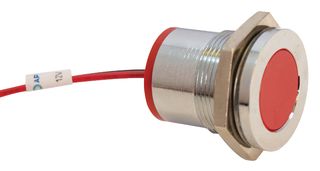 APEM Q22F7CXXR24E LED Panel Mount Indicator, Bright Chrome Bezel, Red, 24 VDC, 22 mm, 40 mA, 70 mcd, IP67