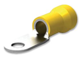 TE CONNECTIVITY - AMP 52043-3 Ring Tongue Terminal, M6, 1/4", 4 AWG, 21 mm², PLASTI-GRIP, Yellow