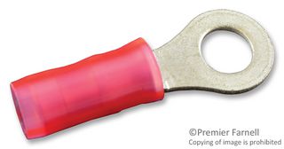 TE CONNECTIVITY - AMP 1-320551-3 Ring Tongue Terminal, M4, #8, 20 AWG, 0.6 mm², PIDG, Red