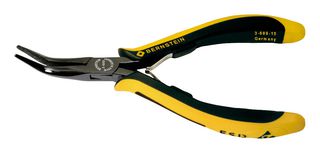 BERNSTEIN WERKZEUGFABRIK 3-689-15 Length Bent Tip Snipe Nose Pliers, 145mm, ESD Safe, Smooth Jaw, Precision Adjustment
