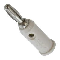POMONA 1825-9 Banana Plug w/ Safety Collar, 15A, Solderless, Set Screw, White