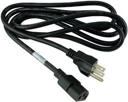 VOLEX 17600 Mains Power Cord, NEMA 5-15P to IEC 60320 C13, 2 m, 10 A, 125 VAC, Black