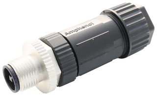 AMPHENOL LTW M12T-04BMMB-SL7002 Sensor Connector, 4 Pole, M12, Plug, M12, Male, 4 Positions, Screw Pin, Straight Cable Mount