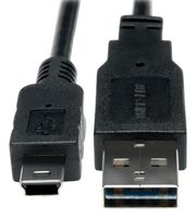 EATON TRIPP LITE UR030-06N USB Cable, Reversible Type A Plug to Mini Type B Plug, 150 mm, 6 ", USB 2.0, Black