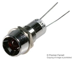 VCC / VISUAL COMMUNICATIONS COMPANY L65DR12L LED Panel Mount Indicator, Red, 12 VDC, 8 mm, 20 mA, 10 mcd, Not Rated
