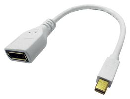 ROLINE 12.03.3163 Audio / Video Cable Assembly, 20P, Mini DisplayPort Plug, DisplayPort Socket, 5.9 ", 150 mm, White