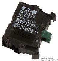 EATON CUTLER HAMMER M22-K10 Contact Block, 1NO, 6 A, 500 V, 1 Pole, M22 Series, Screw