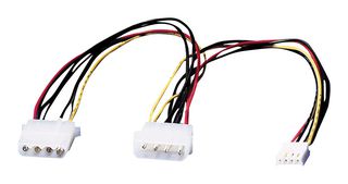ROLINE 11.03.1010 Computer Cable, HDD Plug, 4 Way, HDD Socket, 4 Way + FDD Socket, 4 Way, 11.8 ", 300 mm