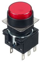 IDEC LB1B-M1T6LR Industrial Pushbutton Switch, LB Series, 16 mm, DPDT, Momentary, Round, Red