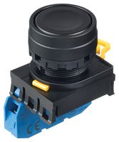 IDEC YW1B-A1E10B Industrial Pushbutton Switch, YW Series, 22.3 mm, SPST-NO, Maintained, Flush, Black