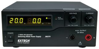 EXTECH INSTRUMENTS 382275 Bench Power Supply, Adjustable, 1 Output, 1 V, 30 V, 1 A, 20 A