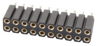 PRECI-DIP 803-87-020-10-001101 PCB Receptacle, Board-to-Board, 2.54 mm, 2 Rows, 20 Contacts, Through Hole Mount, 803