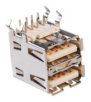 MILL-MAX 896-43-008-90-000000 . USB Stacked Connector, USB Type A, USB 2.0, 8 Ways, Right Angle, Copper Alloy