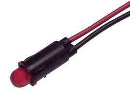 VCC / VISUAL COMMUNICATIONS COMPANY 5110F1 LED Panel Mount Indicator, Red, 2 V, 3.99 mm, 30 mA, 10 mcd