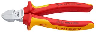 KNIPEX 70 26 160 Cutter, Diagonal, 160 mm, Edge, 4 mm, 62 °