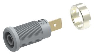 MULTICOMP PRO 72-14178 Banana Test Connector, Jack, Panel Mount, 36 A, 1 kV, Gold Plated Contacts, Grey