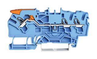 WAGO 2102-1304 DIN Rail Mount Terminal Block, Through, 3 Ways, 22 AWG, 12 AWG, 2.5 mm², Clamp, 24 A