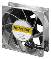 SANYO DENKI 9GT1212P1S001 DC Axial Fan, High Temp Range, 12 V, Square, 120 mm, 38 mm, Ball Bearing, 211.8 CFM