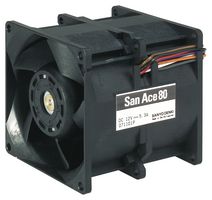 SANYO DENKI 9CRB0812P8G001 DC Axial Fan, 12 V, Square, 80 mm, 80 mm, Ball Bearing, 194 CFM