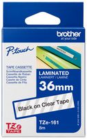BROTHER TZE-161 Label Printer Tape, Adhesive-Laminated, Black on Transparent, 8 m