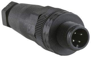 TELEMECANIQUE SENSORS XZCC12MDP40B Sensor Connector, OsiSense Series, M12, Male, 4 Positions, Screw Pin, Straight Cable Mount