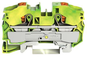 WAGO 2216-1207 DIN Rail Mount Terminal Block, 2 Ways, 20 AWG, 6 AWG, 16 mm², Push In, 76 A