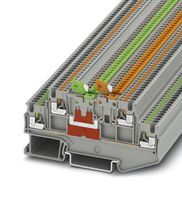 PHOENIX CONTACT 3210351 DIN Rail Mount Terminal Block, Knife Disconnect, 4 Ways, 26 AWG, 14 AWG, 1.5 mm², Push In, 9 A