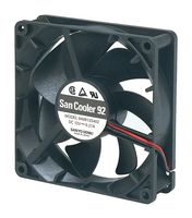 SANYO DENKI 9A0912S401 DC Axial Fan, 12 V, Square, 92 mm, 25 mm, Ball Bearing, 58.6 CFM
