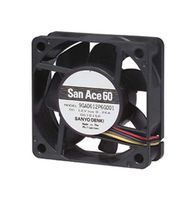 SANYO DENKI 9GA0612P6G001 DC Axial Fan, 12 V, Square, 60 mm, 20 mm, Ball Bearing, 31.1 CFM