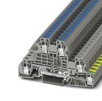 PHOENIX CONTACT 3076041 DIN Rail Mount Terminal Block, Installation Ground, 5 Ways, 24 AWG, 8 AWG, 6 mm², Screw, 38 A