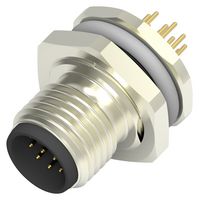 TE CONNECTIVITY T4140012121-000 Sensor Connector, M12, Male, 12 Positions, PCB Pin, Straight Panel Mount