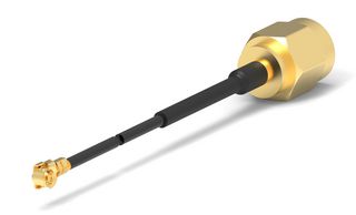 TE CONNECTIVITY 2032439-1 RF / Coaxial Cable Assembly, 7.87 ", 200 mm, 1.37mm, UMCC Right Angle Plug, SMA Straight Plug