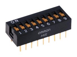OMRON ELECTRONIC COMPONENTS A6E-9104-N DIP / SIP Switch, 9 Circuits, Slide, Through Hole, SPST, 24 V, 25 mA