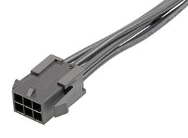 MOLEX 214758-2061 Cable Assembly, Micro-Fit 3.0 Plug to Free End, 6 Ways, 3 mm, 2 Row, 150 mm, 5.9 "