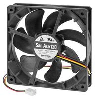 SANYO DENKI 9S1212H408 DC Axial Fan, 12 V, Square, 120 mm, 25 mm, 86.5 CFM