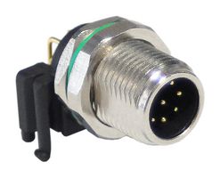 BULGIN LIMITED PXMBNI12RAM08APCM12 Sensor Connector, PXM Series, M12, Male, 8 Positions, PCB Pin, Right Angle Panel Mount