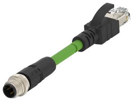 TE CONNECTIVITY TCD14745101-040 Sensor Cable, D-Code, M12 Plug, RJ45 Plug, 4 Positions, 4 m, 13.1 ft