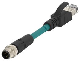 TE CONNECTIVITY TCD2473A201-040 Sensor Cable, D-Code, M12 Plug, RJ45 Plug, 4 Positions, 4 m, 13.1 ft